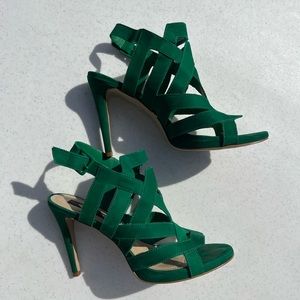 STEVE MADDEN Jessy green caged sandal heels Size 10